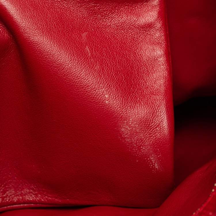 Pre Owned Celine Red Python Envelope Mini Luggage Tote