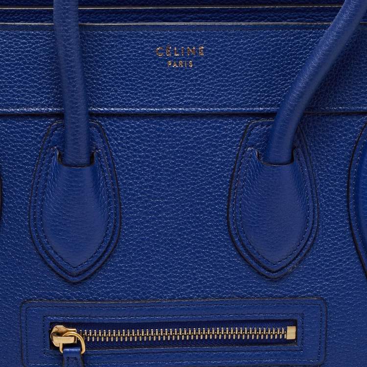 Pre Owned Celine Blue Leather Micro Luggage Tote