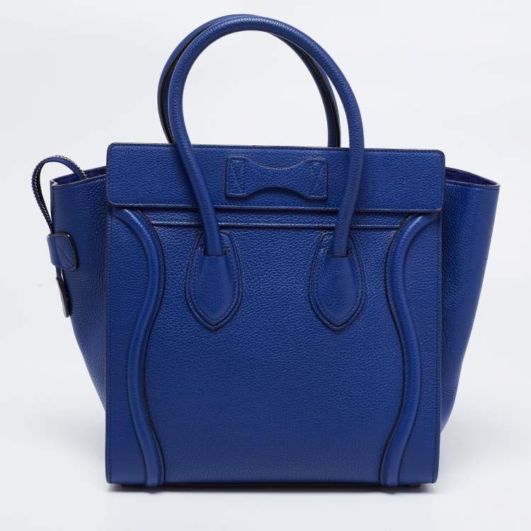 Pre Owned Celine Blue Leather Micro Luggage Tote