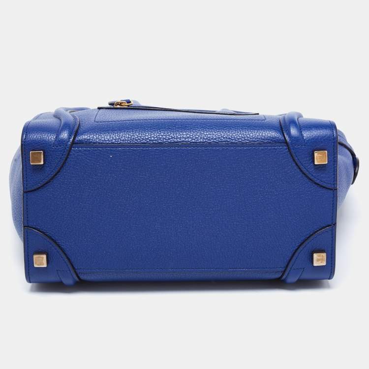 Pre Owned Celine Blue Leather Micro Luggage Tote
