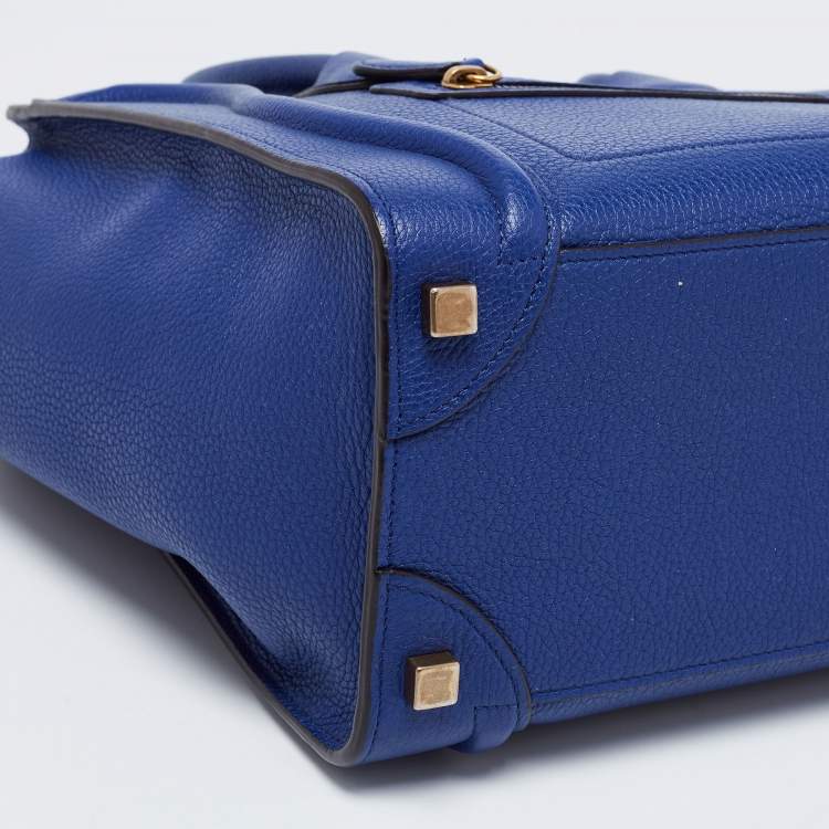 Pre Owned Celine Blue Leather Micro Luggage Tote
