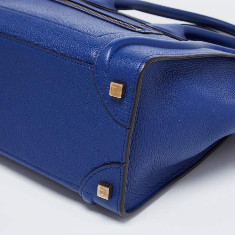 Pre Owned Celine Blue Leather Micro Luggage Tote