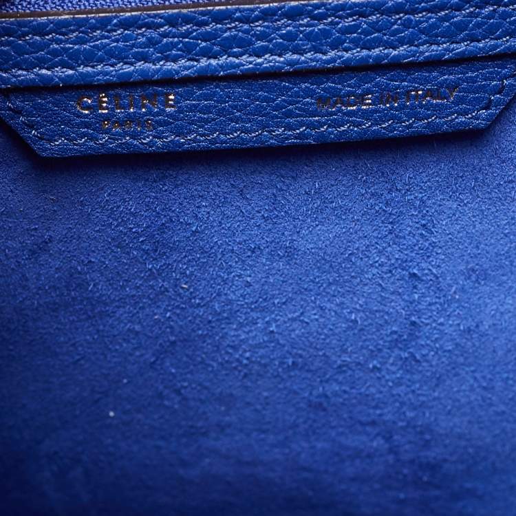 Pre Owned Celine Blue Leather Micro Luggage Tote