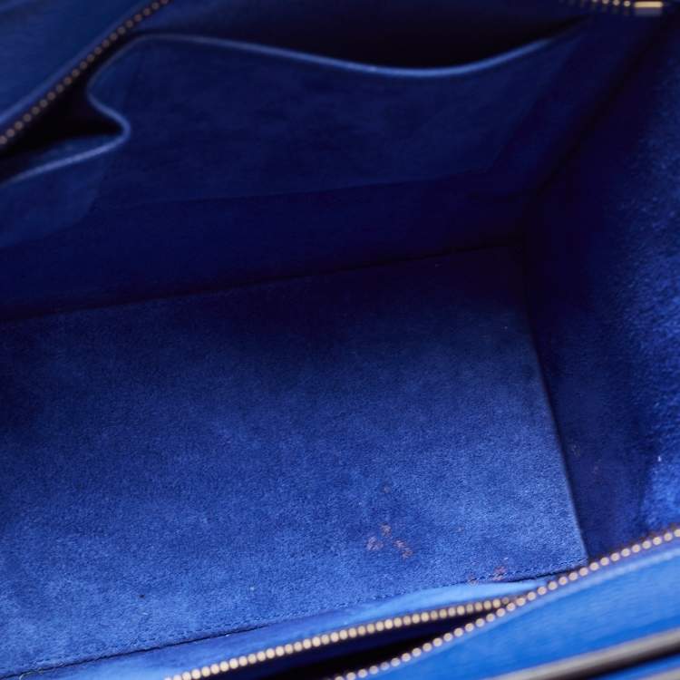Pre Owned Celine Blue Leather Micro Luggage Tote