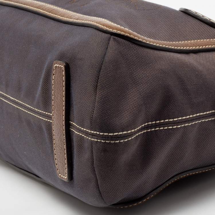 Pre Owned Celine Brown Canvas and Leather Zip Satchel