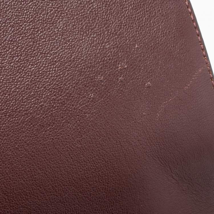 Pre Owned Celine Burgundy Leather and Suede Medium Trapeze Bag