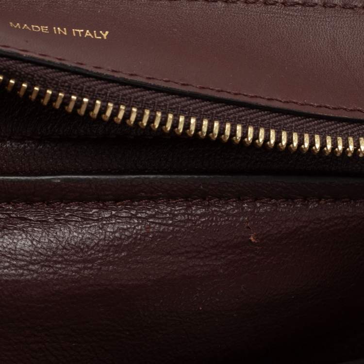 Pre Owned Celine Burgundy Leather and Suede Medium Trapeze Bag