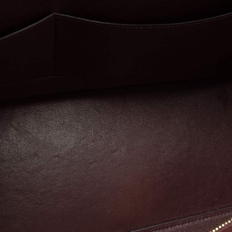 Pre Owned Celine Burgundy Leather and Suede Medium Trapeze Bag