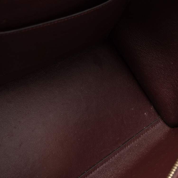Pre Owned Celine Burgundy Leather and Suede Medium Trapeze Bag