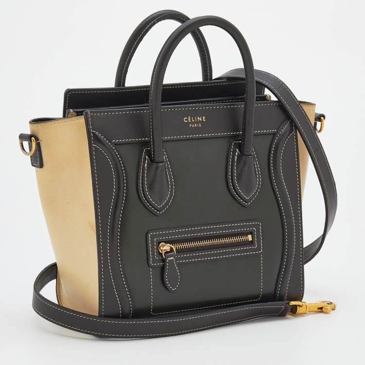 Pre Owned Celine Tri-Color Leather Nano Luggage Tote