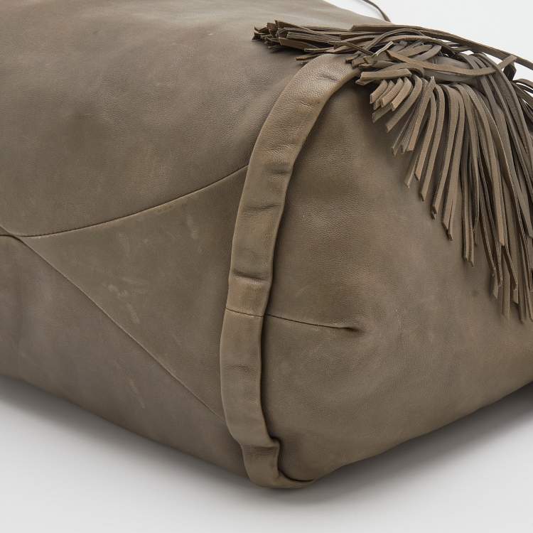 Pre Owned Celine Grey Leather Dimitri Fringe Hobo