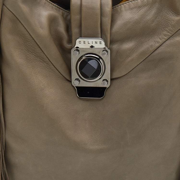 Pre Owned Celine Grey Leather Dimitri Fringe Hobo