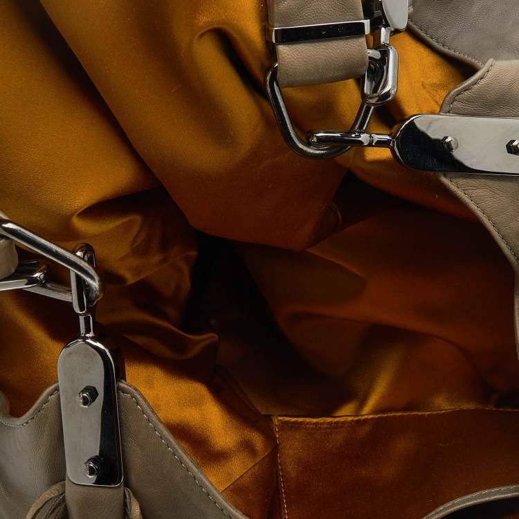 Pre Owned Celine Grey Leather Dimitri Fringe Hobo