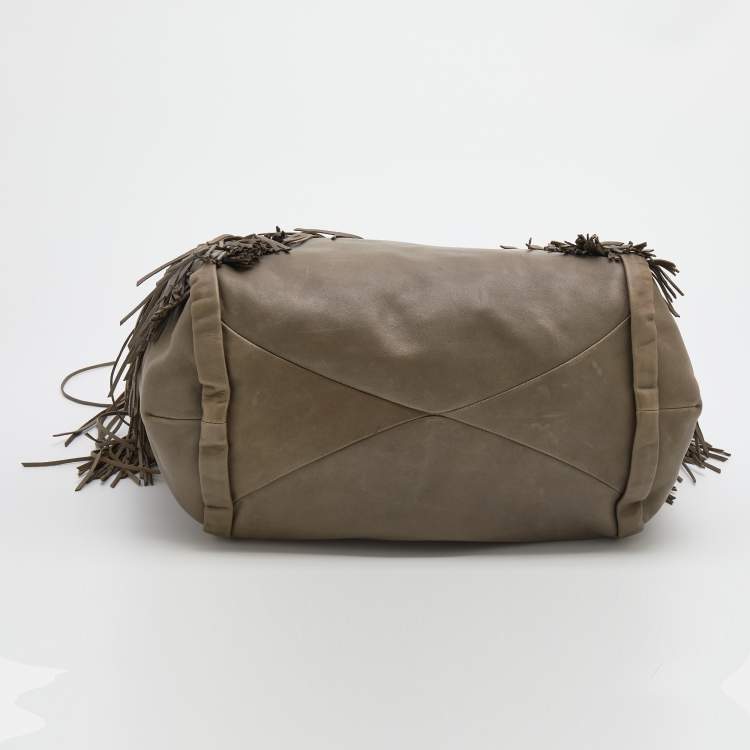 Pre Owned Celine Grey Leather Dimitri Fringe Hobo