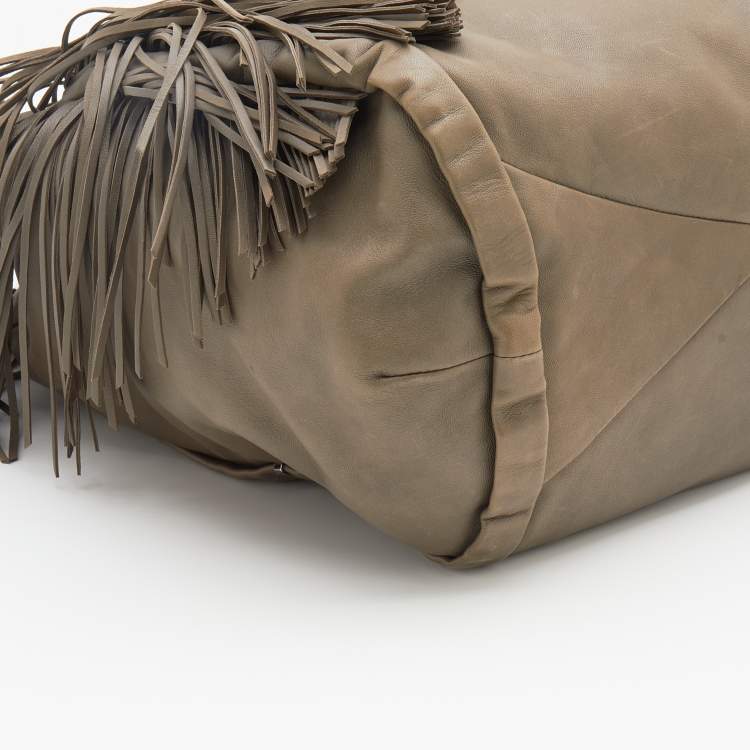 Pre Owned Celine Grey Leather Dimitri Fringe Hobo
