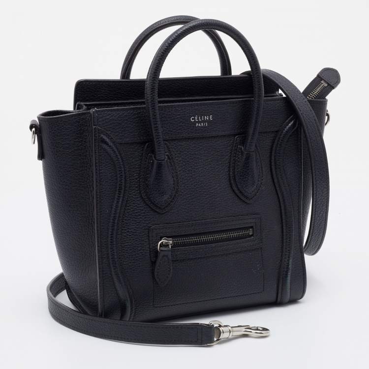 Pre Owned Celine Black Leather Nano Luggage Tote