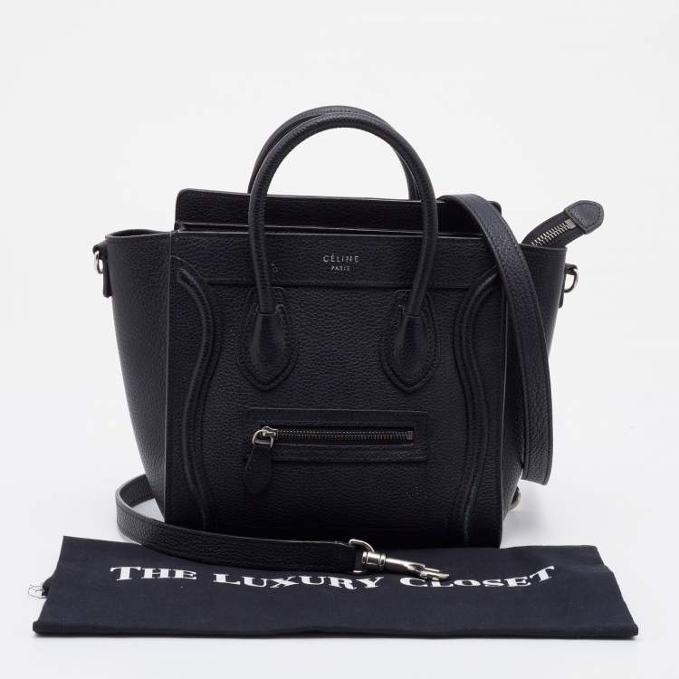 Pre Owned Celine Black Leather Nano Luggage Tote