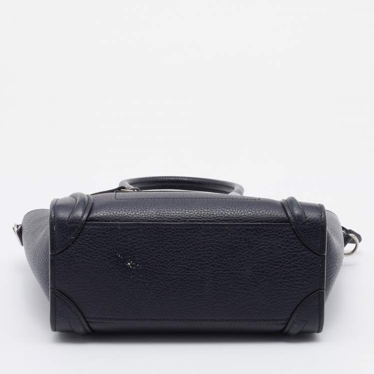 Pre Owned Celine Black Leather Nano Luggage Tote