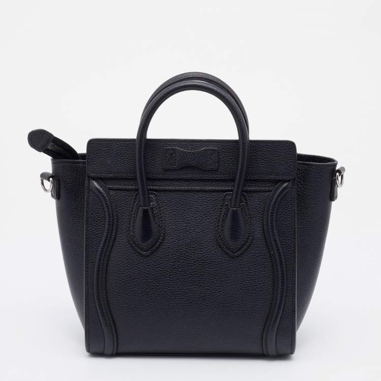 Pre Owned Celine Black Leather Nano Luggage Tote