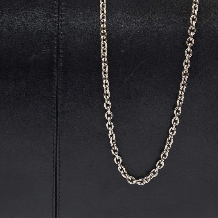 Pre Owned Celine Black Leather Trifold Chain Clutch