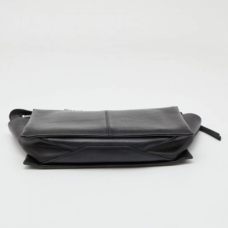 Pre Owned Celine Black Leather Trifold Chain Clutch