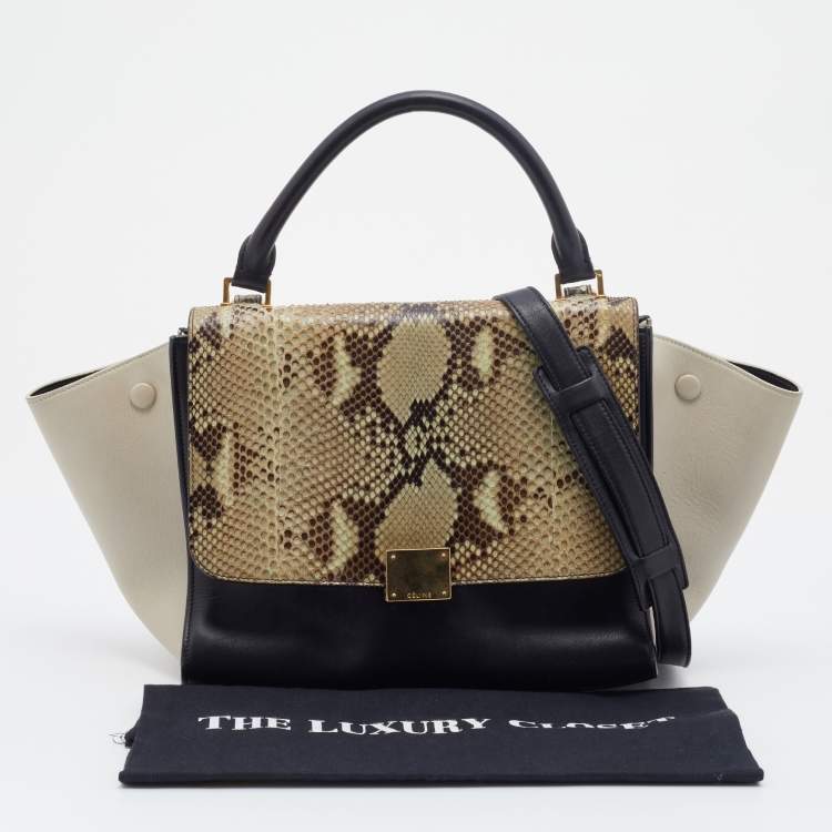 مملوكة مسبقًا Celine Tri Color Leather and Python Mini Trapeze Top Handle Bag
