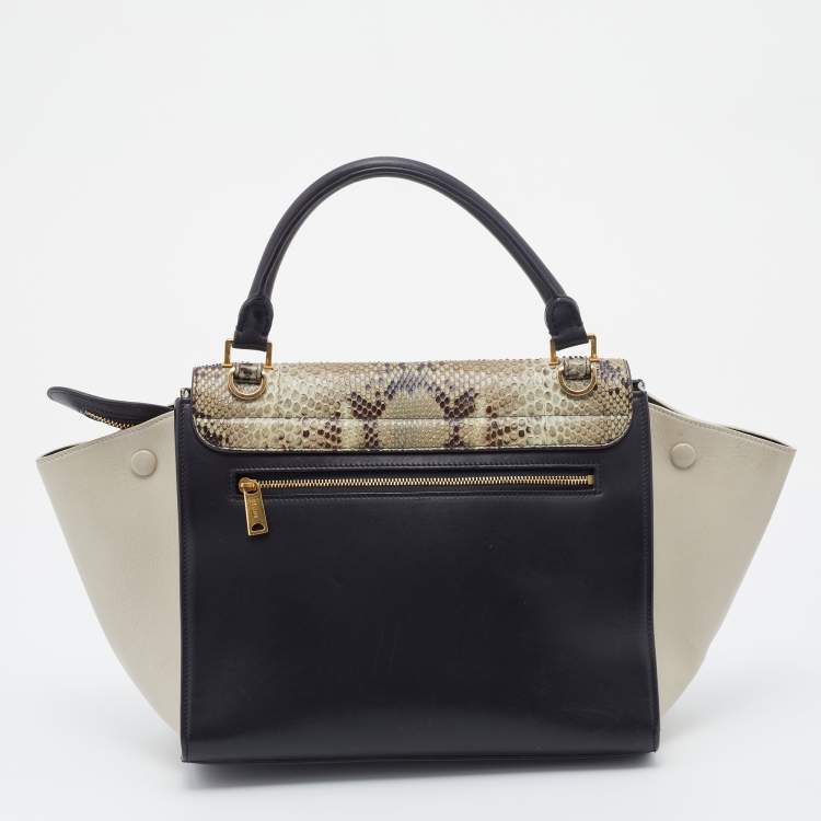 مملوكة مسبقًا Celine Tri Color Leather and Python Mini Trapeze Top Handle Bag
