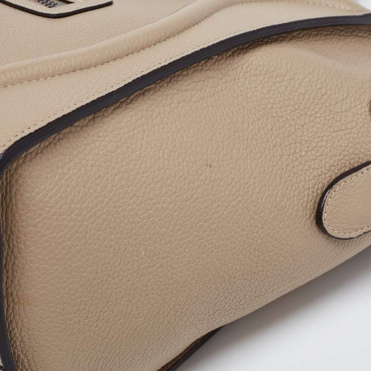 Pre Owned Celine Beige Leather Micro Luggage Tote