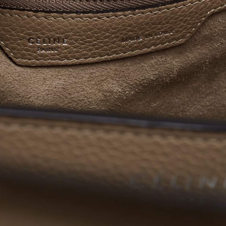 Pre Owned Celine Beige Leather Micro Luggage Tote