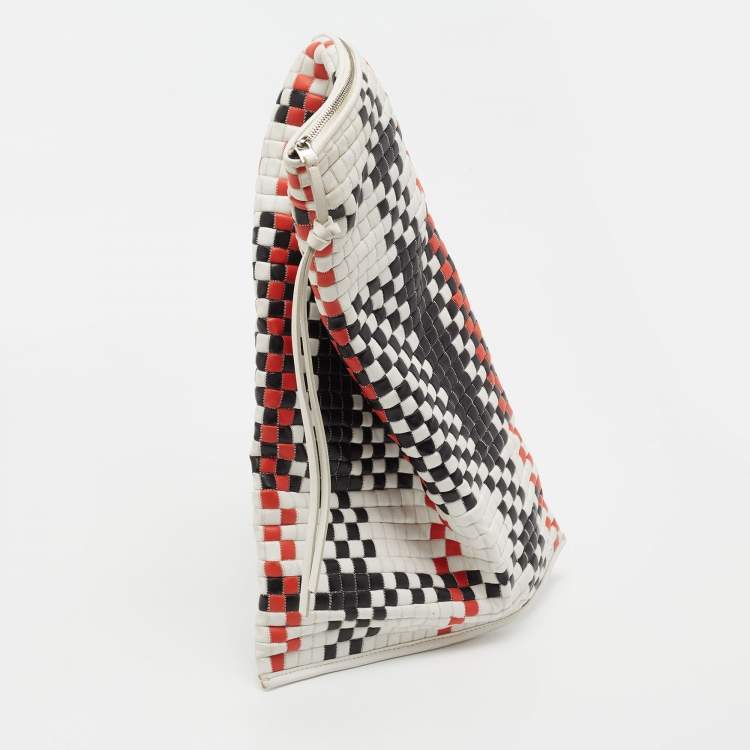 Pre Owned Celine Tricolour Checkered Leather Berlingot Clutch