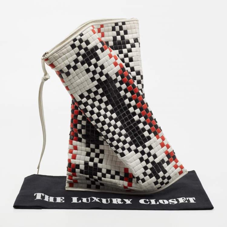 Pre Owned Celine Tricolour Checkered Leather Berlingot Clutch