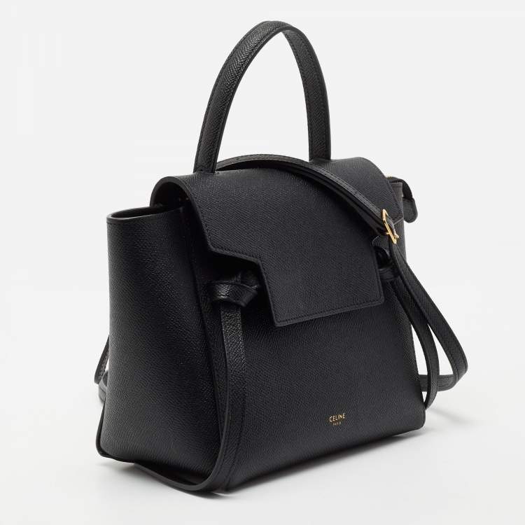 مملوكة مسبقًا Celine Black Leather Nano Belt Top Handle Bag
