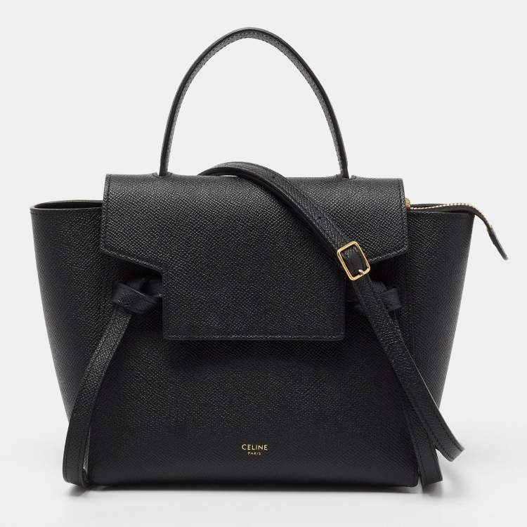 مملوكة مسبقًا Celine Black Leather Nano Belt Top Handle Bag