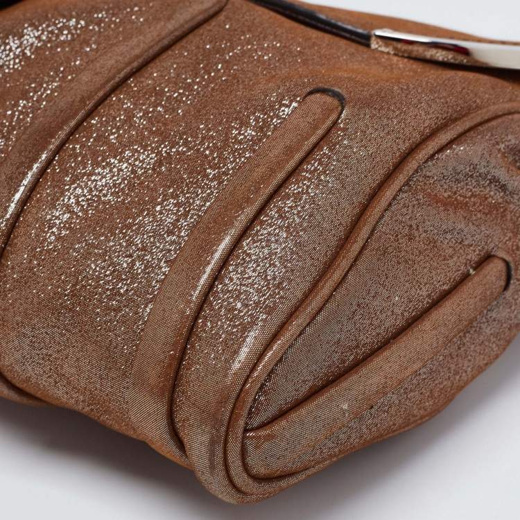 Pre Owned Celine Brown Glitter Chain Flap Shoulder Bag