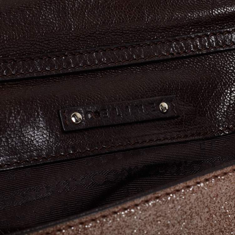 Pre Owned Celine Brown Glitter Chain Flap Shoulder Bag