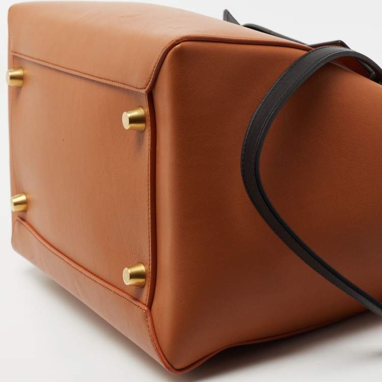 Pre Owned Celine Brown/Black Leather Small Belt Top Handle Bag