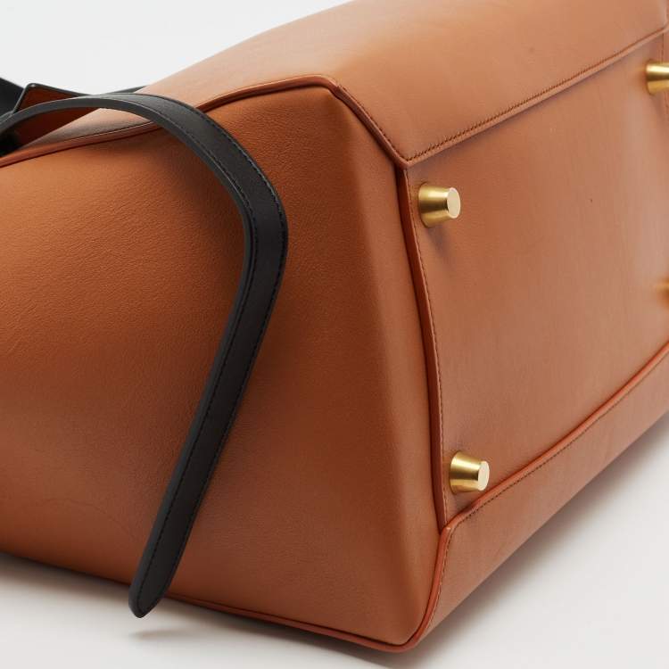Pre Owned Celine Brown/Black Leather Small Belt Top Handle Bag