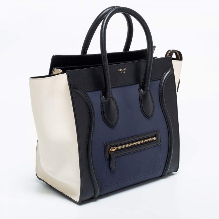 Pre Owned Celine Tri Color Leather Mini Luggage Tote