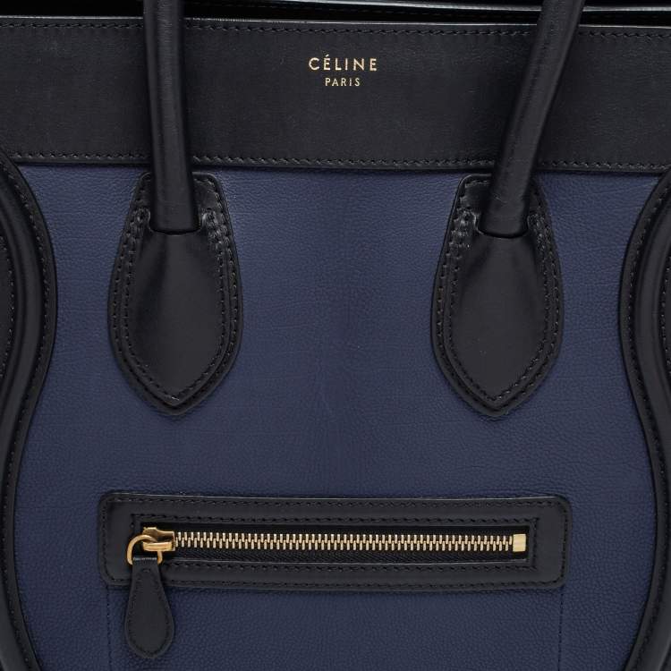 Pre Owned Celine Tri Color Leather Mini Luggage Tote
