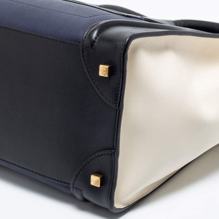 Pre Owned Celine Tri Color Leather Mini Luggage Tote