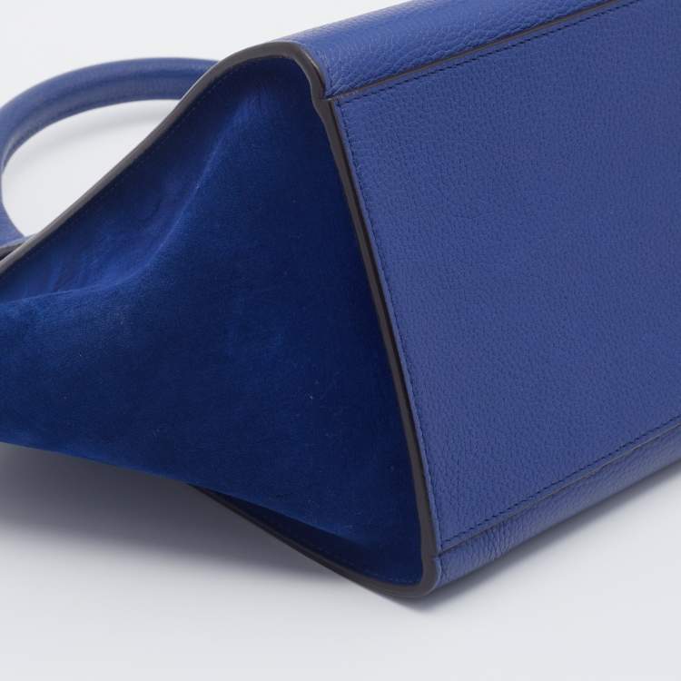 Pre Owned Celine Blue Suede and Leather Small Trapeze Bag