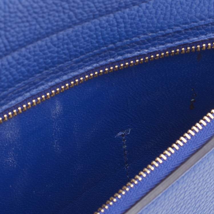 Pre Owned Celine Blue Suede and Leather Small Trapeze Bag