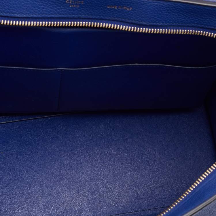 Pre Owned Celine Blue Suede and Leather Small Trapeze Bag