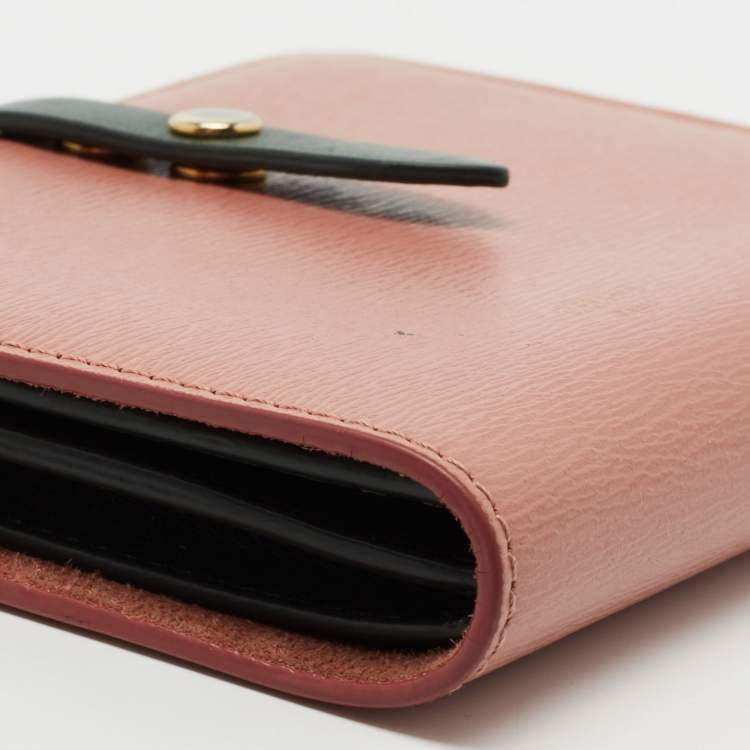 Pre Owned Celine Pink/Green Large Multifunction Strap Wallet