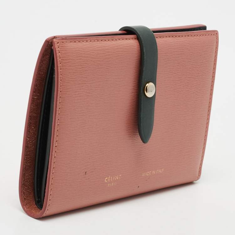 Pre Owned Celine Pink/Green Large Multifunction Strap Wallet