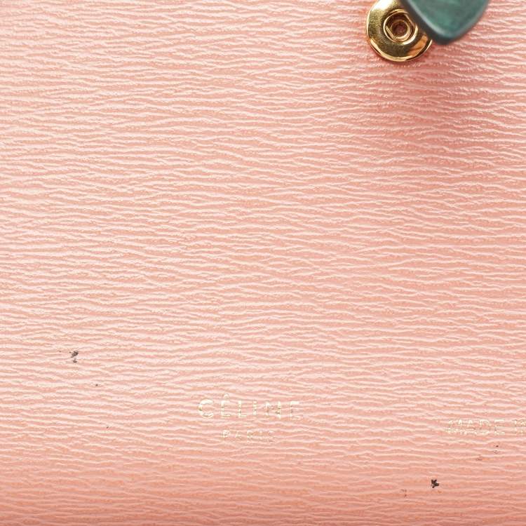 Pre Owned Celine Pink/Green Large Multifunction Strap Wallet