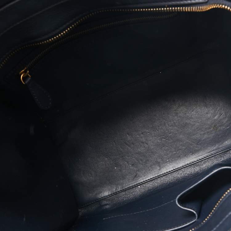 Pre Owned Celine Navy Blue Leather Mini Luggage Tote