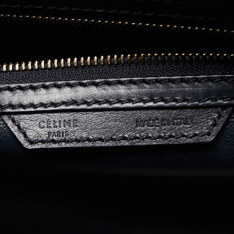 Pre Owned Celine Navy Blue Leather Mini Luggage Tote
