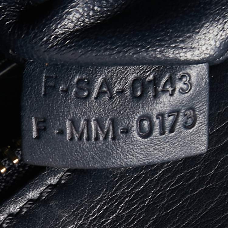 Pre Owned Celine Navy Blue Leather Mini Luggage Tote