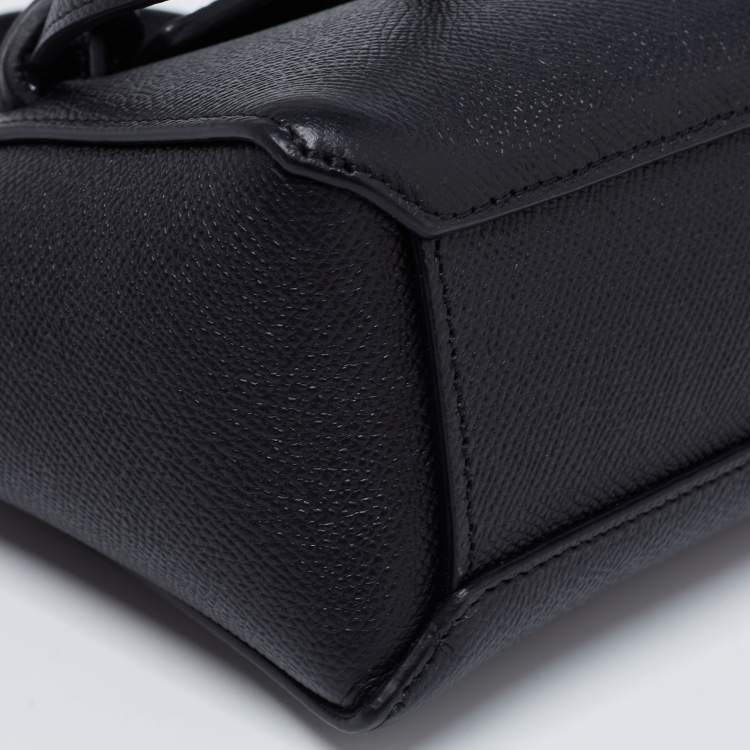 Pre Owned Celine Black Leather Nano Belt Top Handle Bag